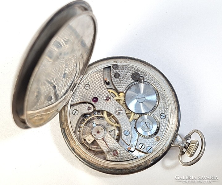 Antique chronometre elida, double-lid silver Swiss pocket watch, with noble monogram