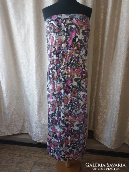 Next strapless patterned elastic maxi dress with slits on both sides. L-shaped