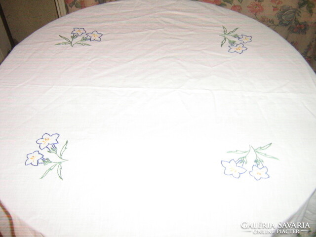 Beautiful antique hand-embroidered floral tablecloth