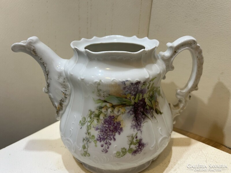 Art Nouveau jug with violet and lily of the valley, 22 cm. 4602