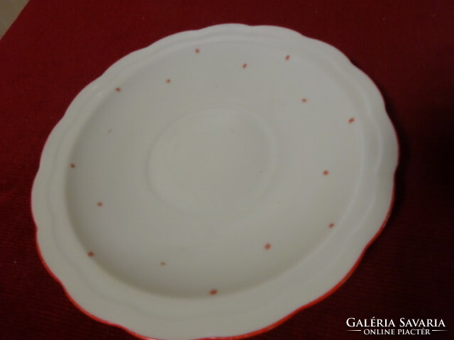 Red rimmed tea cup coaster, diameter 15.5 cm. Jokai.