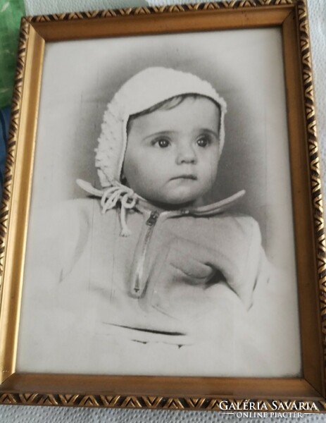 Old child's photograph in a beautiful gilded frame - 1958