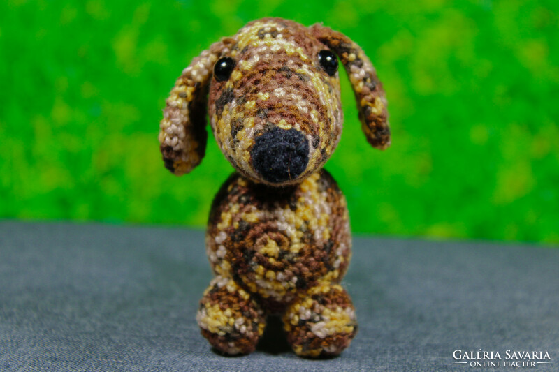 Harlequin dachshund, crochet figure