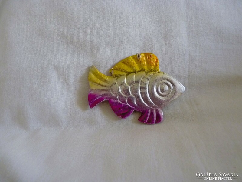 Old cardboard Christmas tree decoration - colorful fish!