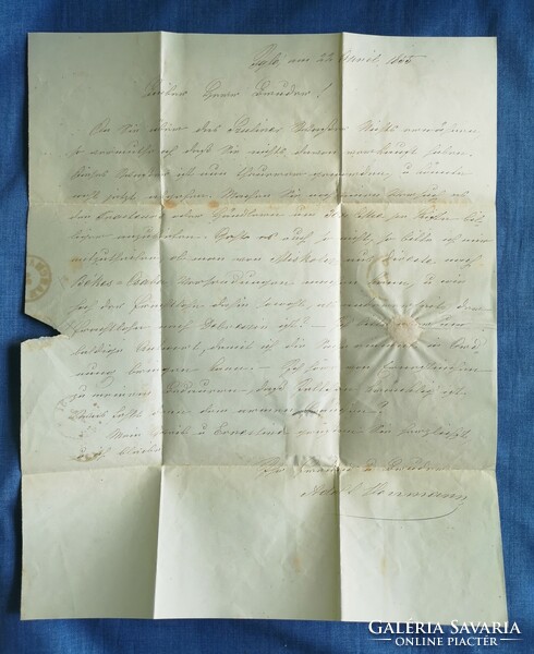 Nagyon ritka orvostörténeti dokumentum, levél, 1855-ből!