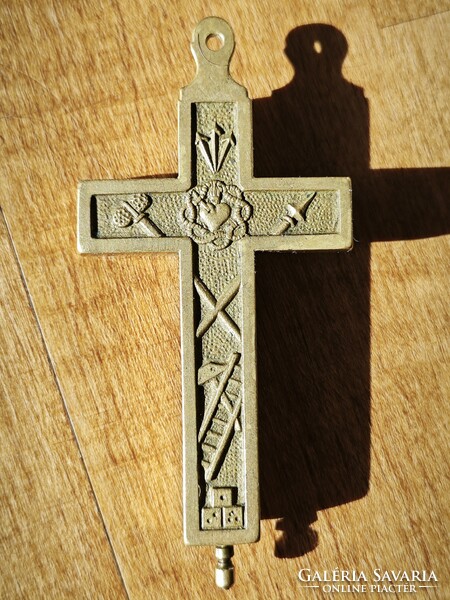 Antique relic, crucifix holding relic, pendant 75x39 mm