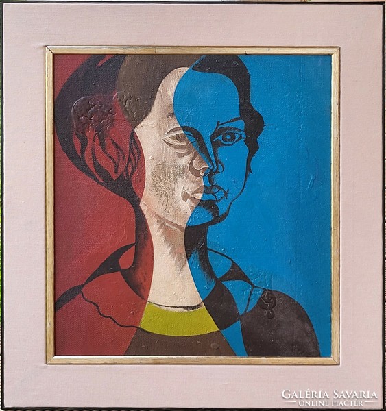 Ilona Aczél (1929 - 2000) self-portrait from the 60s. Oil painting with original guarantee!