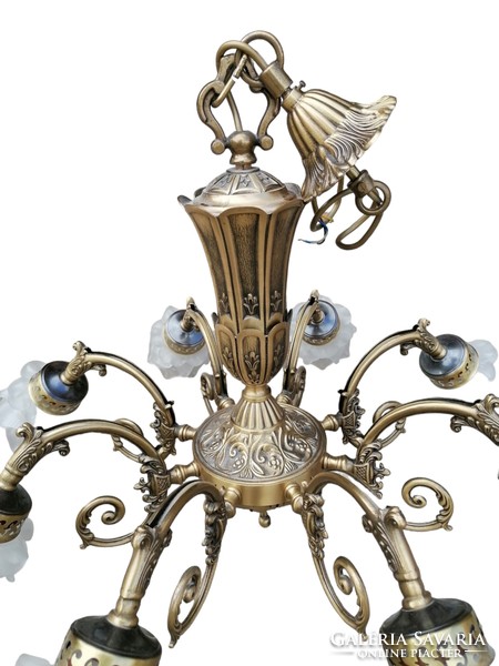 Glazed copper chandelier