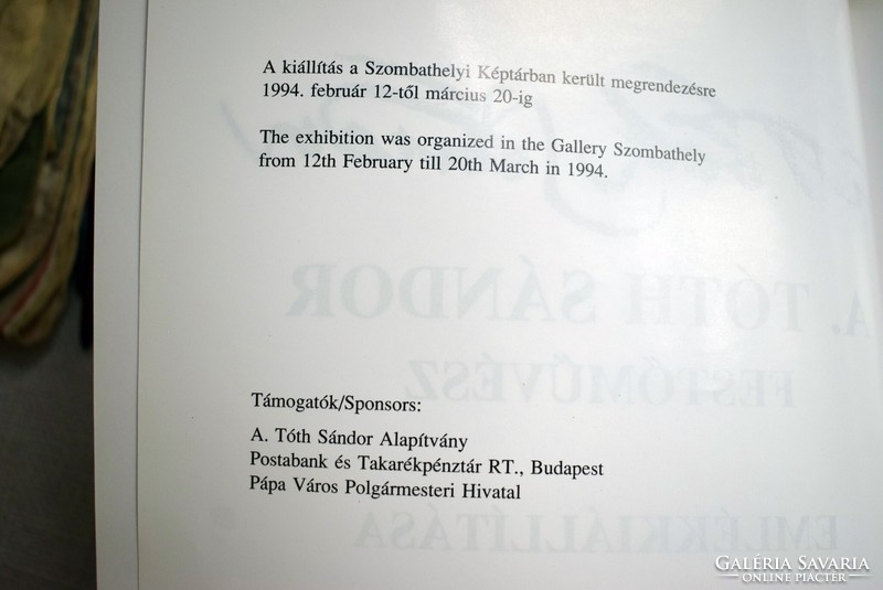 The Sándor Tóth memorial exhibition, Szombathely, Pope 1994, exhibition presentation catalog book booklet