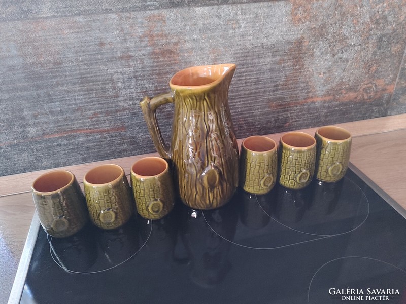 Magyarszombatfa wood grain ceramic wine set