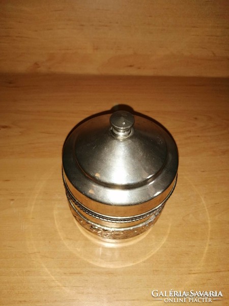 Retro metal sugar bowl with glass insert (19/d)