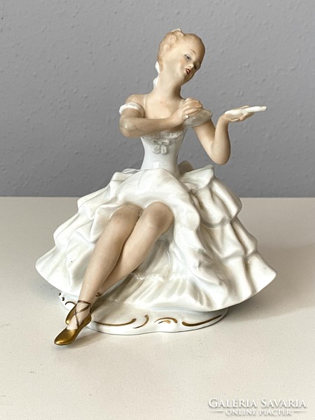 Ballerina of Wallendorf painted porcelain statue decorative object