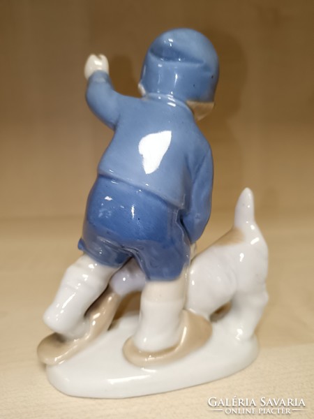 German porcelain boy with dog