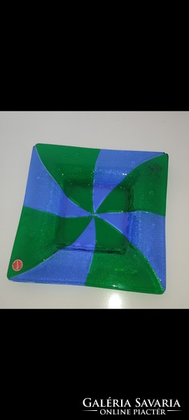 21.5x21.5 cm Vetri D'Arte A.R. Fusionne Murano fúziós üveg tál tányér