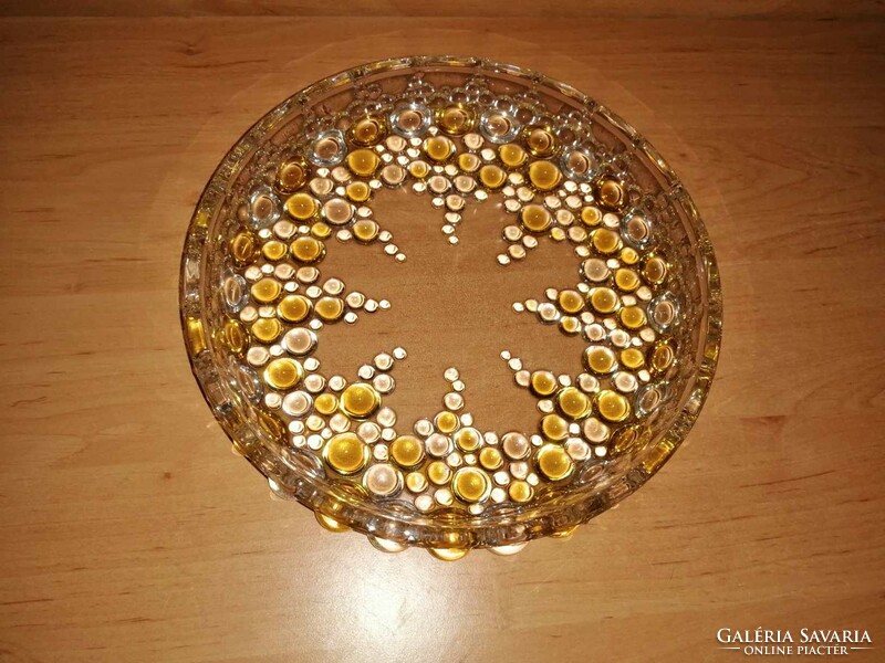 Table centerpiece decorated with yellow glass spheres - 22 cm (bb)