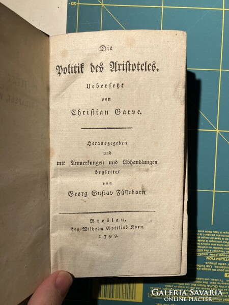 1799 Politik des Aristoteles antik könyv / ex libris / Fleischmann Sándor ügyvéd könyvtáráb
