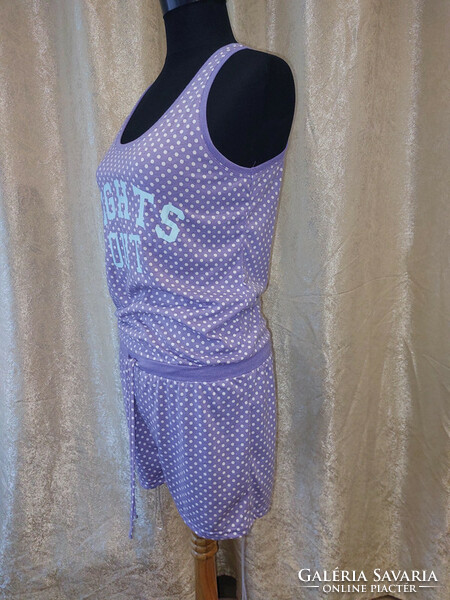 F&f purple polka dot cotton s/m overalls. Labeled.