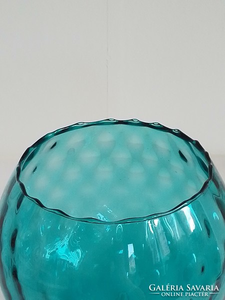 Gyönyörű színes türkiz kék olasz talpas üveg kehely 17,5 cm