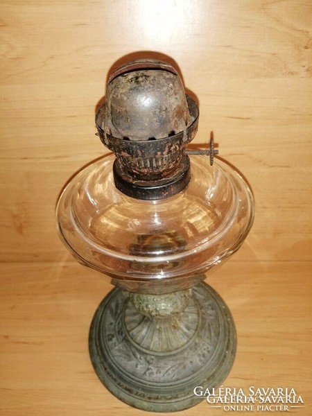 Jelzett antik petróleumlámpa - 25 cm magas