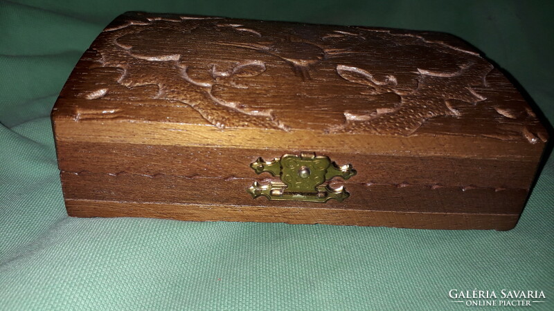 Antique beautiful homemade altar metal plate with relief icons in a carved wooden box with a buckle as shown in the pictures