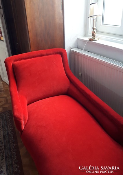 Biedermeier kanapé vörös bársony huzattal