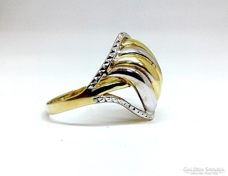 Kő nélküli sárga-fehér arany gyűrű (ZAL-Au65465)