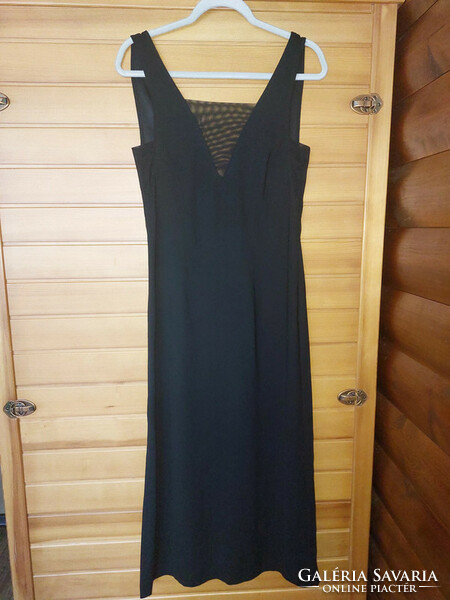 H&m black maxi dress with v-neck on the back.