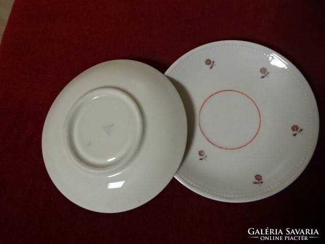 Czechoslovakian porcelain antique tea cup coaster, two pieces, diameter 15.3 cm. Jokai.