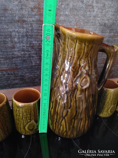Magyarszombatfa wood grain ceramic wine set