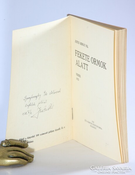 Dedikált Avantgárd borítós sorszámozott Justus Pál - Fekete ormok alatt Ritka ! 1925