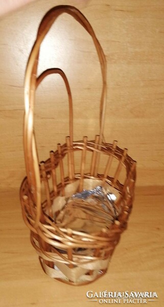 Wicker basket 11*19 cm height with handle 27 cm (z)