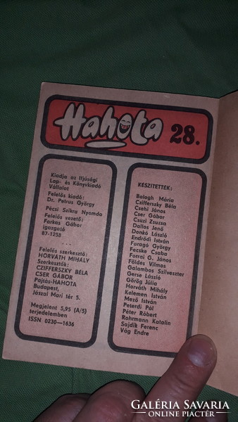 1987. PAJTÁS - HAHOTA 28.szám humoros kultusz gyermek zsebkönyv a képek szerint