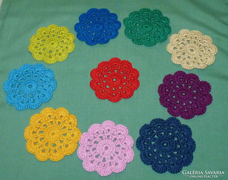 Crocheted, colorful coasters