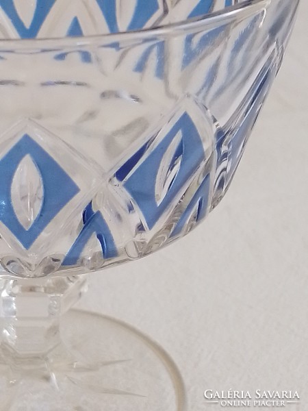 Hat darab színes régi francia vintage Reims martinis pezsgős vermutos kristály üveg pohár készlet