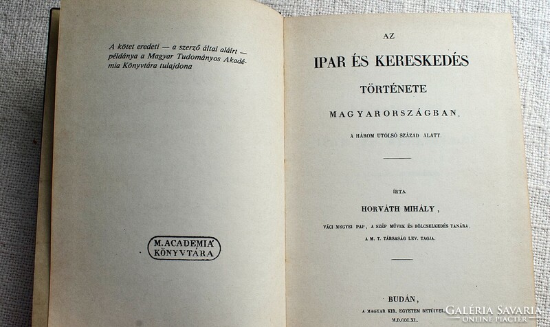 Az ipar és kereskedés töténete Magyarország -ban , Horváth Mihály , 1984 reprint könyv