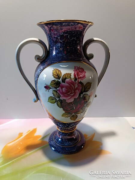 Hollóházi, 2-handled, rare luster vase