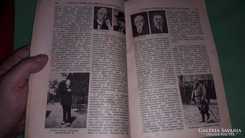 1938. A PESTI HÍRLAP ÉVES Nagynaptára KALENDÁRIUM évkönyv a képek szerint LÉGRÁDY TESTVÉREK