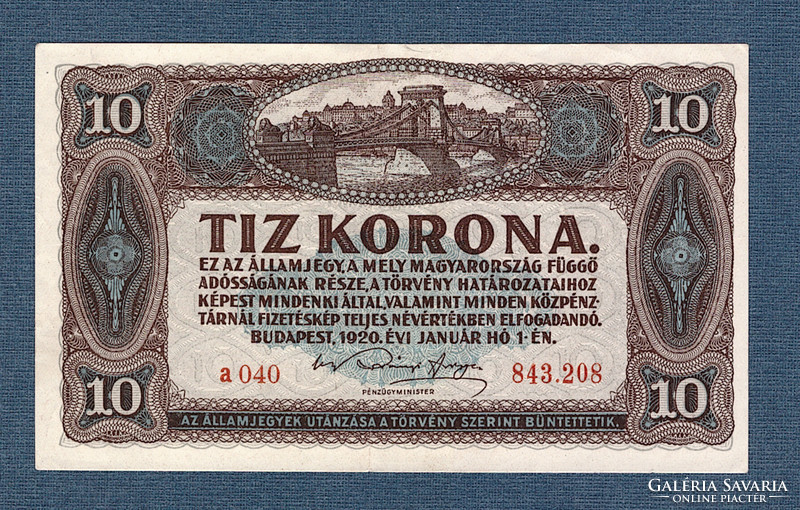 10 Korona 1920 VF-EF