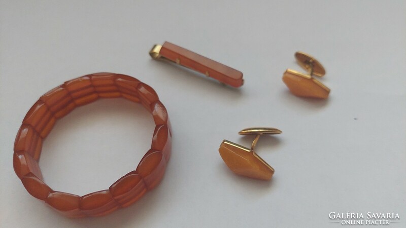 Amber bracelet cufflink tie pin