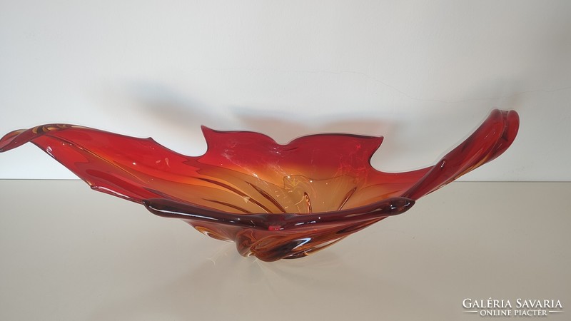 61cm Óriási Olasz Murano Gyümölcsös tál tálaló üveg asztalközép Vintage