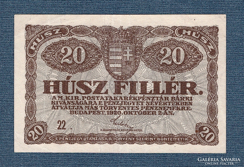 20 Fillér 1920