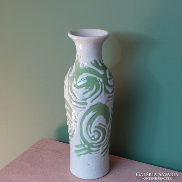 István Erdélyi retro fat lava applied art ceramic vase