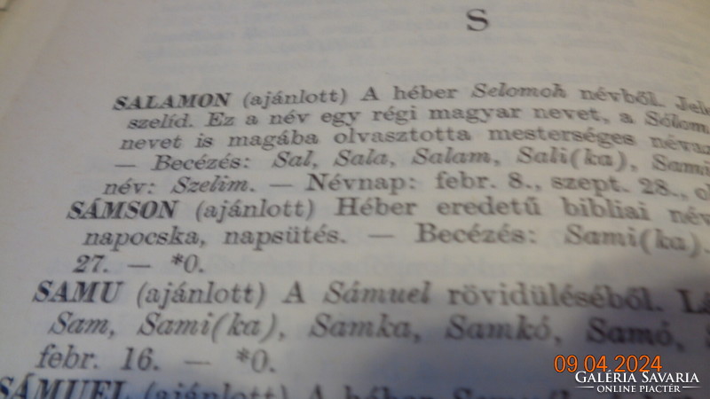 Magyar utónév könyv , írta Ladó J.