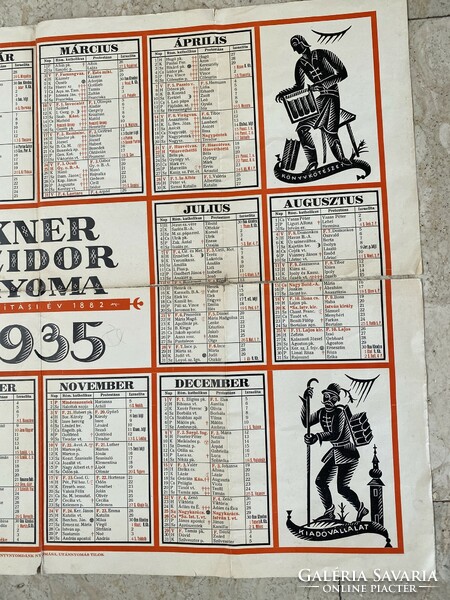 Kene Izidor Gyoma 1935 wall calendar 65x48, poster