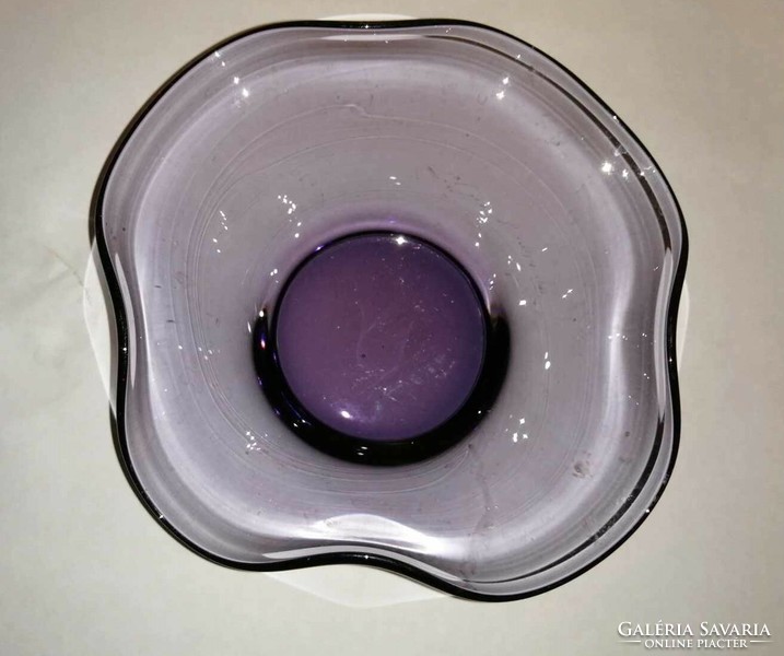 Lila üveg tál, asztalközép, kínáló - 20,5 cm (6p)