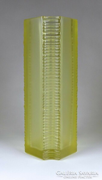 1J421 Nagyméretű vastagfalú sárga üveg váza virágváza 30 cm