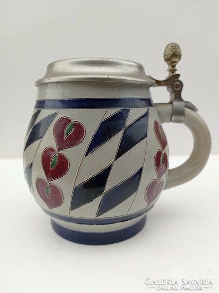 Ceramic beer mug with tin lid