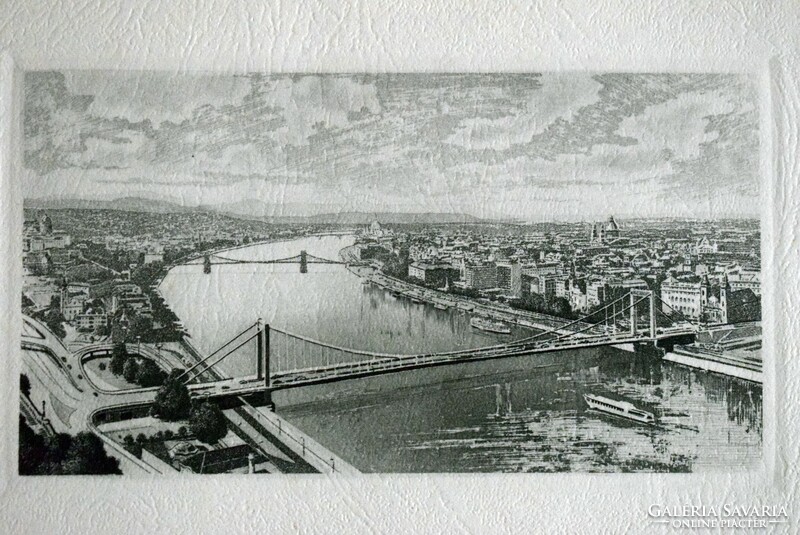 Nagy Zoltán , Budapest , Erzsébet híd , rézkarc