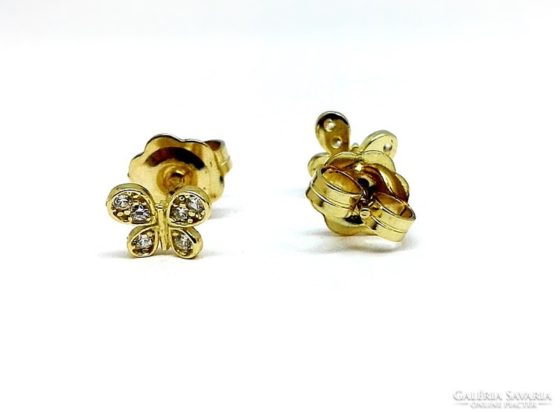 Stoned gold butterfly earrings (zal-au103676)