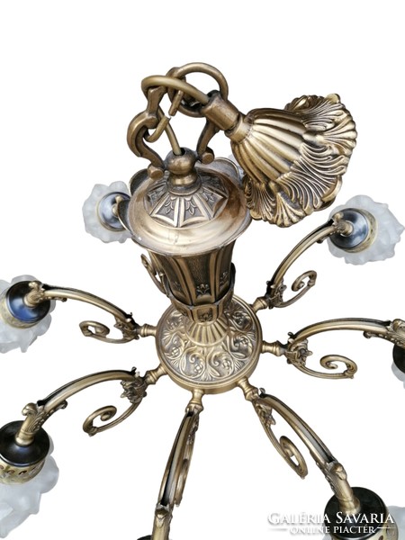 Glazed copper chandelier